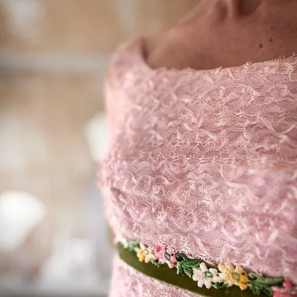 RARE Vintage Pink Chiffon Party Dress S/M  - Pristine Condition Easter - Picture 11 of 11